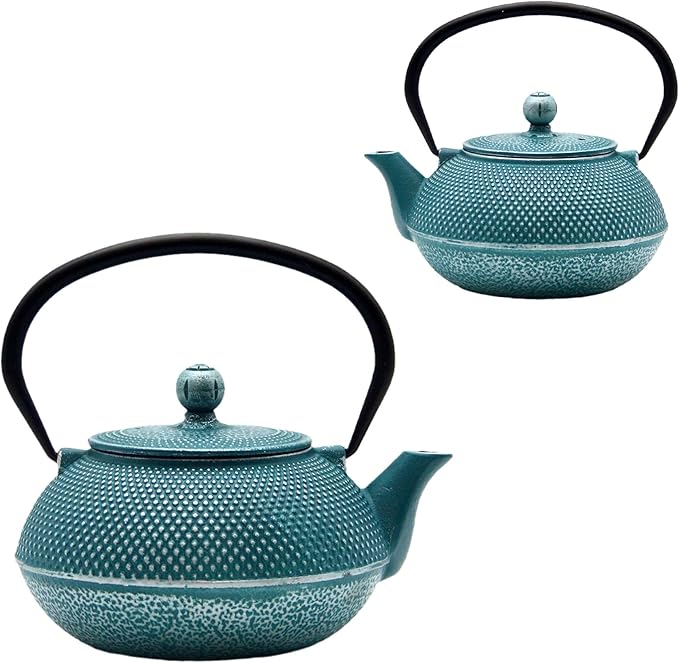 30.4oz Small Cast Iron Teapot, Tea Kettle with Stainless Steel Infuser for Loose Tea, Coated with Enameled Interior, Japanese Style Tetsubin for Stovetop Safe(900ml)