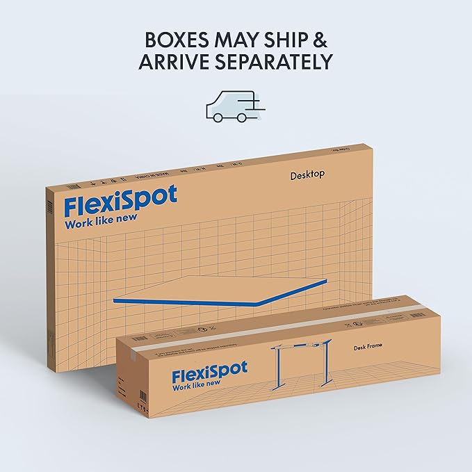 FLEXISPOT EN1 Whole-Piece Standing Desk 48 x 24 Inches Height Adjustable Electric Desk Sit Stand Desk Home Office Desks (Black Frame + Marble Gray Top, 2 Packages)