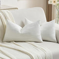 FUTEI White Chenille Decorative Throw Pillow Covers 12x20 Inch Set of 2,Soft Embossed Striped Textured Lumbar Pillow Cases,Modern Home Decor for Couch Bed Living Room