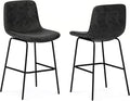 SIMPLIHOME Jolie Contemporary 24 inch Counter Height Stool (Set of 2) in Distressed Charcoal Grey Vegan Faux Leather for the Dining Room and Kitchen