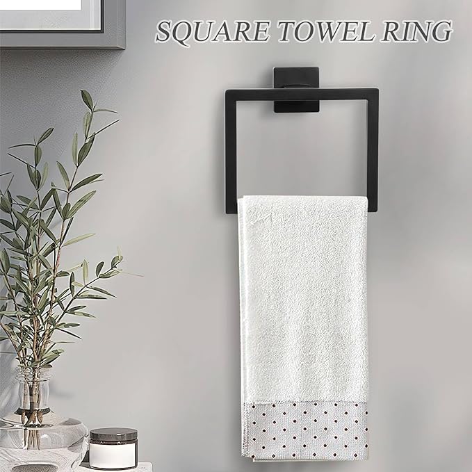 10 Pieces Black Towel Bar Set Bathroom Hardware Accessories Set Upgraded Toilet Paper Holder with Shelf Towel Holder Set for Bathroom Stainless Steel Wall Mounted 23.6in