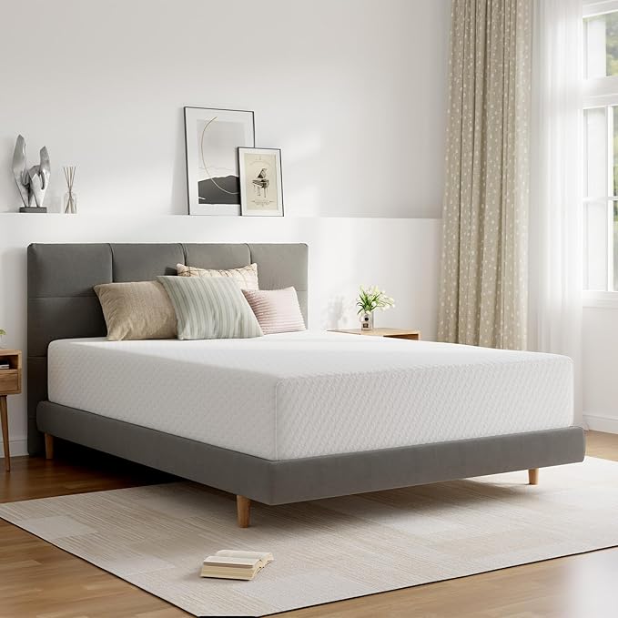 Novilla Queen Size Mattress, 10 Inch Memory Foam Mattress Queen for Pressure Relief & Comfort Sleep, Natural Fiber Infused for Cooling Refreshing Feel, CertiPUR-US Certified Mattress in a Box, Plush