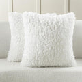 FUTEI Cream White Decorative Throw Pillow Covers 26x26 Inch Set of 2,Soft Fluffy Faux Wool Fur Boucle Textured Euro Pillow Shams,Modern Home Decor for Couch Bed Living Room Office