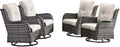 HUMMUH Outdoor Swivel Rocker Wicker Patio Chairs High Back PE Rattan Glider Chairs 4PCS Patio Furniture Set(Grey,Beige)