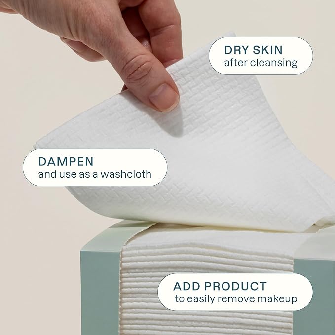 Cliganic Clean Face Towels XL, Disposable, Ultra-Absorbent, Hypoallergenic & Soft - Makeup Remover Dry Wipes, Pamper Your Face, Feel Fresh & Radiant, Hygienic Towelettes, for All Skin Types (50 Ct)