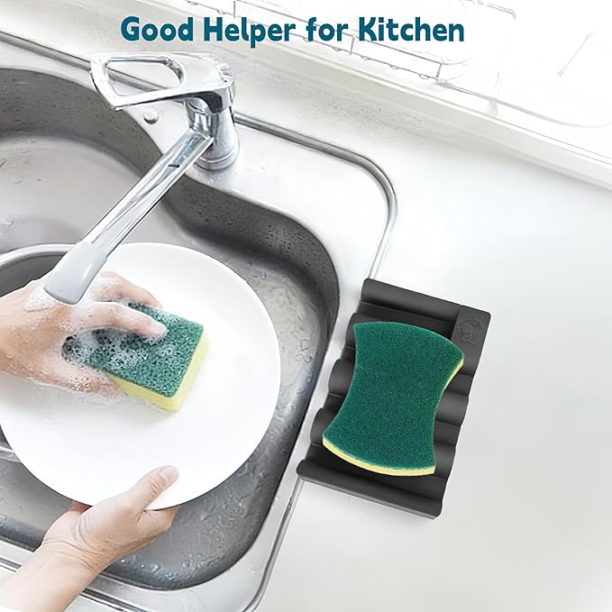 Silicone Soap Dish, Self Draining Soap Holder Perfect for Shower, Bathroom Sink, Kitchen Sink & Travel, Non-Slip Bar Soap Holder Extend Soap Life, Keep Soap Bars Dry Clean & Easy Cleaning (Black-1PCS)