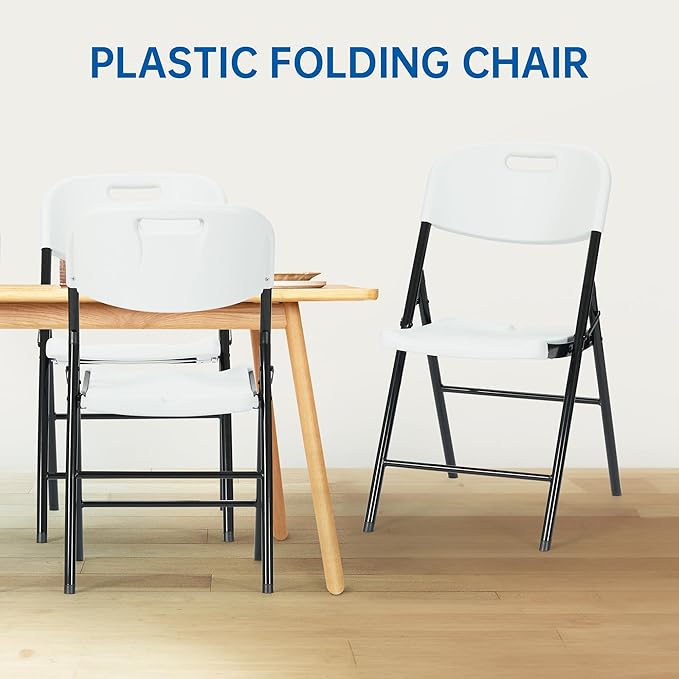 100 Pack Thicker 800 LBS White Folding Chairs, Commercial Grade Folding Chair, Foldable Chairs for Events