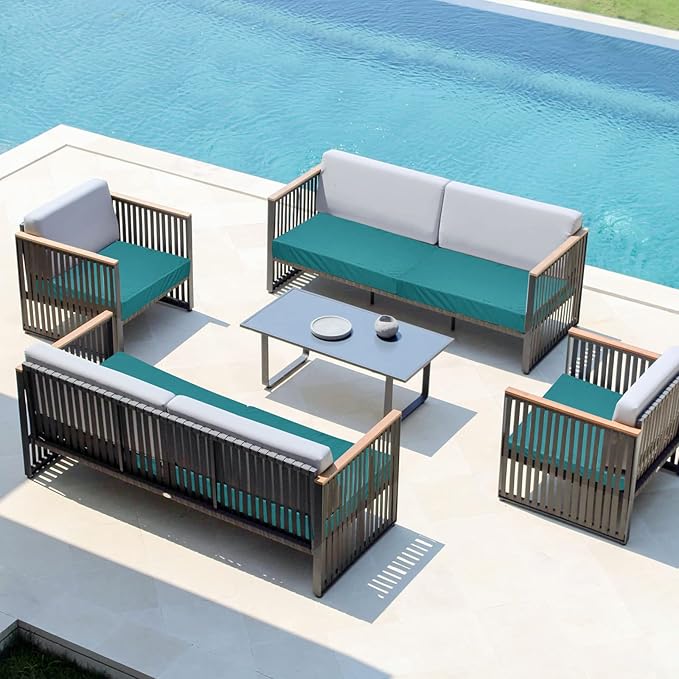 Easy-Going Waterproof Patio Cushion Covers 20x18x4 inch 4 Pack Replacement Non-Slip Outdoor Seat Cushion Slipcover with Zipper. Teal