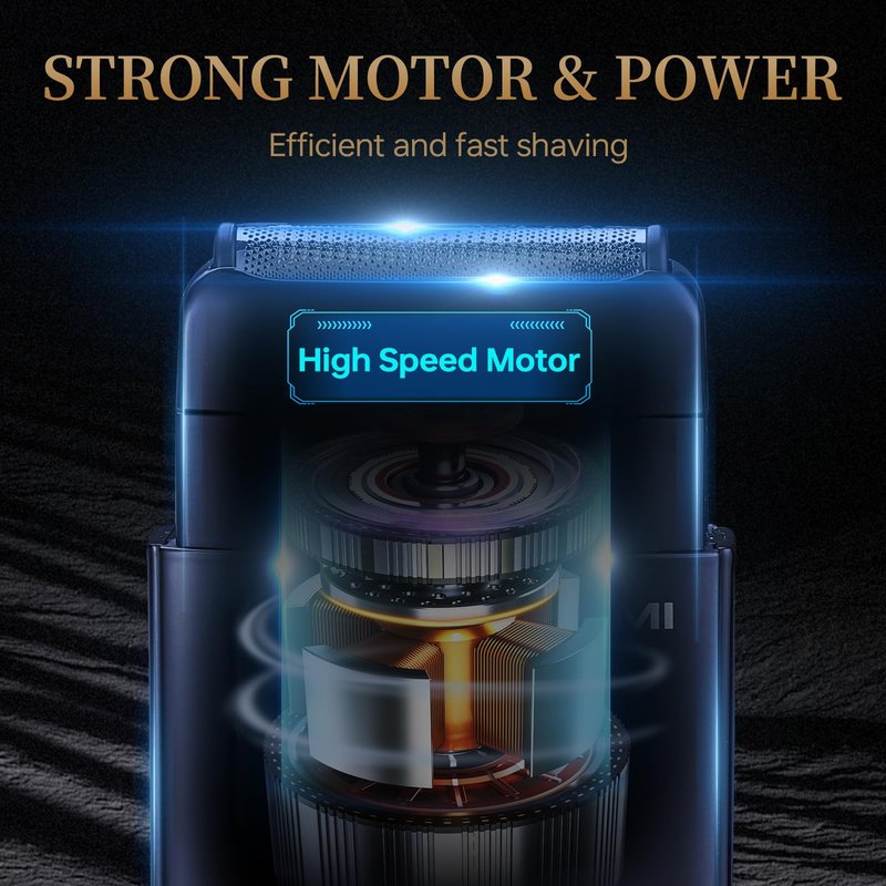 Electric Foil Shavers for Men,Electric Razor with 3 Adjustable Gears 2 Floating Blades,IPX7 Waterproof,LCD Display & Type-C Charge,Foil Shaver for Travel & Home, Matte Black