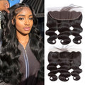 13 x 4 Lace Frontal Closure Body Wave Ear to Ear Transparent Lace Front Closure 14 inch Body Wave Human Hair Brazilian Virgin Pre Plucked Hairline Natural Black Color