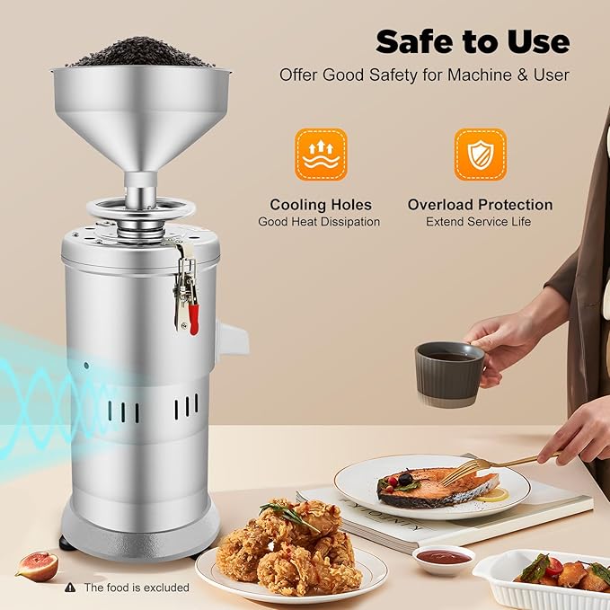 110V Household/Commercial Mill, 1100W Electric Grain Grinder, Peanut Butter Maker Machine Sesame Sauce Grinder Low Noise High-Speed Grinding for Dry Ingredients like Herbs Spices Coffee Corn Beans