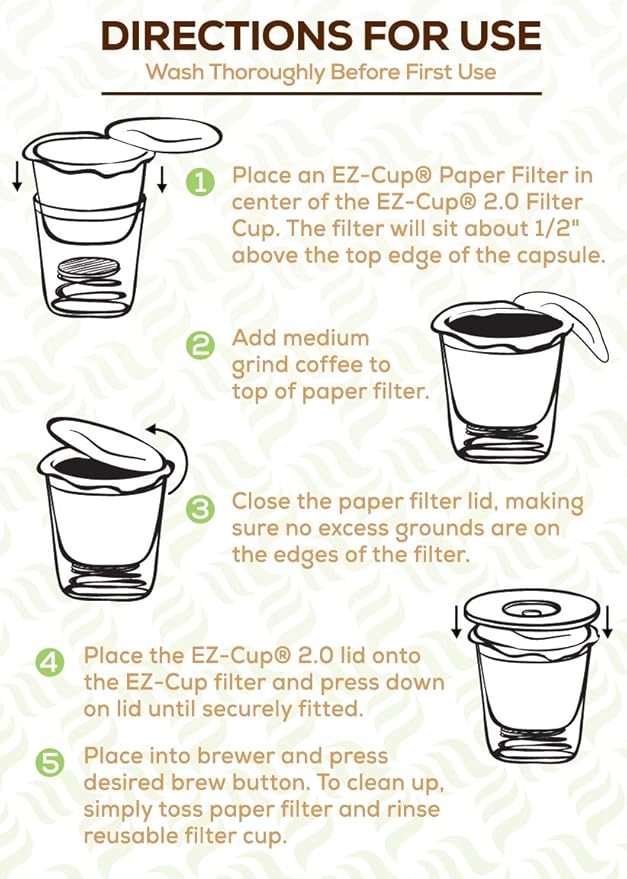Perfect Pod EZ-Cup Paper Coffee Filters with Patented Lid for Single-Serve Coffee Brewers and Coffee Pods, Compatible with Keurig, 12-Pack (600 Filters)