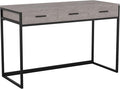 Martha Stewart Ollie Home Office Desk with 3 Drawers in Gray Wood Grain with Oil Rubbed Bronze Hardware