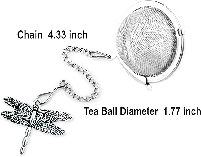 2pcs Tea Infuser,Loose Leaf Tea Steeper Tea Strainer with Charm Handmade Dragonfly Butterfly Pendant Tea Ball Tea Filter Tea Infusers for Loose Tea