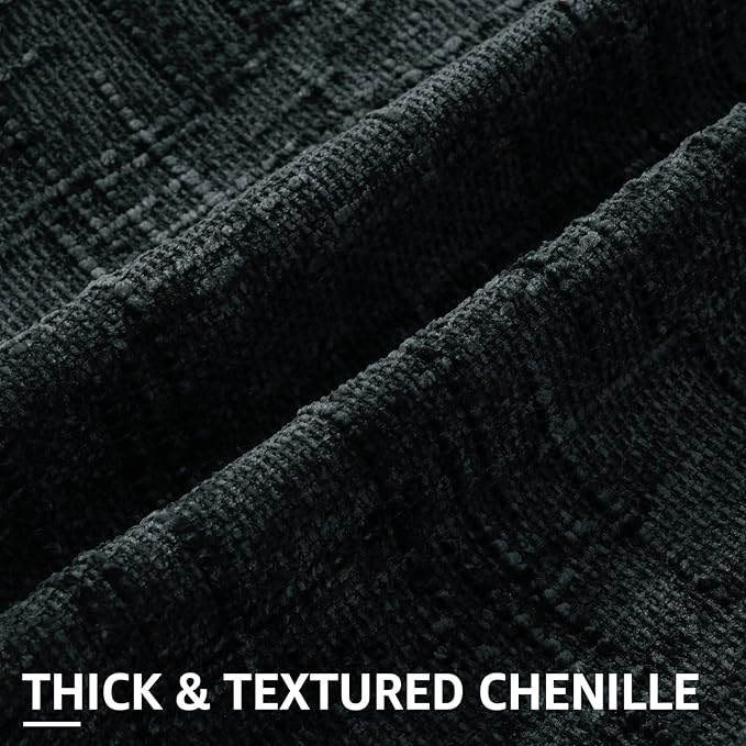 decorUhome Black Chenille Throw Pillow Covers 22x22 Set of 2 Thick Textured Slubby Couch Pillow Covers Farmhouse Accent Modern Neutral Decorative Pillow Cases for Bed Sofa Living Room