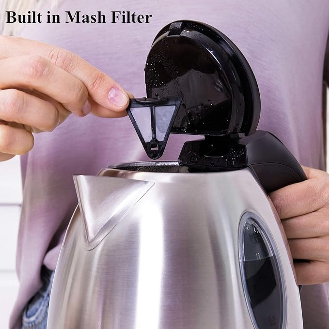 Moss & Stone 1.2L Stainless Steel Small Electric Kettle, Cordless 1500w Fast Boiling Pot, Portable Hot Water Electric Tea Kettle With Boil Dry Protection & Auto Shut-Off