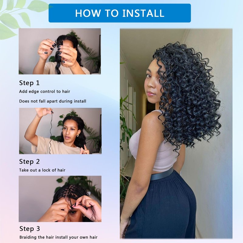 Coolbeeza Human Braiding Hair for Boho Braids 100g 14 Inch Deep Wave Bulk Human Hair 12A Brazilian Virgin Boho Hair for Braiding Wet and Wavy No Weft 2 Bundles/Pack Hair Extensions