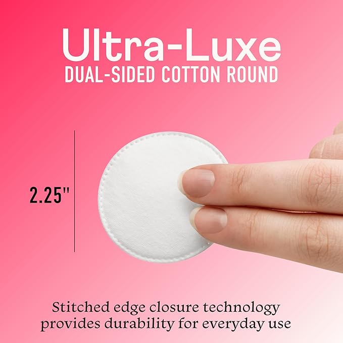 Swisspers Smooth Moves Ultra-Luxe Premium Cotton Rounds, Hypoallergenic Makeup Remover Pads for Sensitive Skin, USA Made, Vegan, Lint-Free, Paraben Free, 100 Count 6-Pack