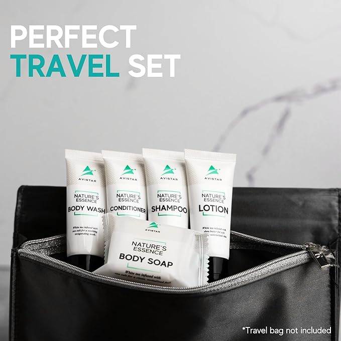 180 Piece Hotel Soap & Bulk Toiletries - Travel Essentials for Hosts & Guests - Hotel Shampoo & Conditioner Supplies for Guests, Hotel Toiletries Bulk Set, Mini Bulk Travel Size Toiletries