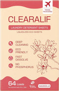 CLEARALIF Laundry Detergent Sheets, Magnolia, 64 Load, CLEARALIF Laundry Detergent Strips Eco Friendly & Hypoallergenic
