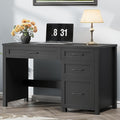 Vabches Farmhouse 47" Executive Desk, Computer Desk with File Drawer and Charging Station, Workstation for Home Office, Study,Pure Black.
