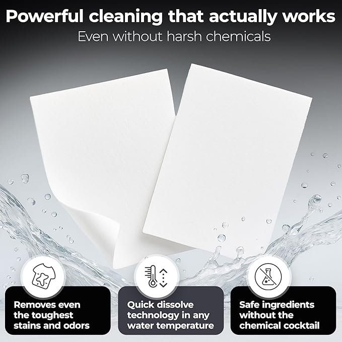 Silvery Laundry Detergent Sheets (100 Loads) - Ultra-Concentrated Eco-Friendly Washing Strips – No Plastic Jugs & Perfect for Travel (Fresh Linen)
