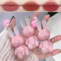 KTouler 3 Colors Cute Bunny Lip Gloss Keychain Set, Red Pink Brown Liquid Velvet Matte Lipstick,Long Lasting Soft Lipstick for Women Girls