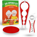 Jar Opener for Weak Hands and Seniors with Arthritis, 5 in 1 Multi Function Bottle Opener Lid Opener For Arthritic Hands with Non Slip Gripper For Opening Jars And Bottles (Red)