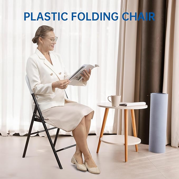 8 Pack Thicker 800 LBS White Folding Chairs, Commercial Grade Folding Chair, Foldable Chairs for Events