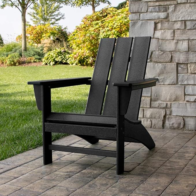 POLYWOOD AD420SR Modern Adirondack Chair, Sunset Red, Durable High Density Polyethylene Construction, Easy Assembly, Waterproof, Comfortable Contoured Seat