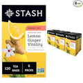 Stash Tea Lemon Ginger Vitality Herbal Tea - Naturally Caffeine Free, Non-GMO Project Verified Premium Tea with No Artificial Ingredients, 20 Count (Pack of 6) - 120 Bags Total