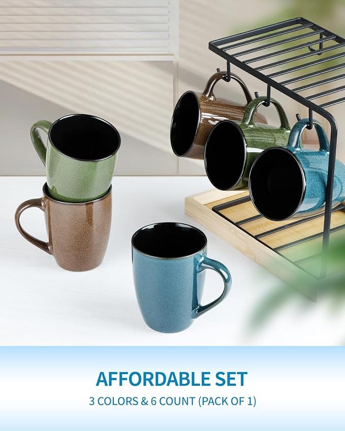 Ceramic Mugs 12oz,Large Ceramic Coffee Cups for Men, Women, Dad, Mom, Modern Coffee Mugs With Handle For Tea,Latte,Cappuccino,Cocoa. (green 4pack)