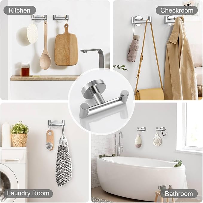 10-Piece Towel Bar Set Polished Chrome Bathroom Hardware Accessories Set Upgraded Towel Hooks Towel Holder Set for Bathroom Stainless Steel Wall Mounted 23.6 Inch