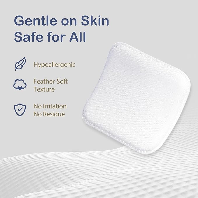 Ourmed Life Large Cotton Pads for Makeup Removal, Soft & Lint-Free Face Pads with Pressed Seam Design, Durable Makeup Remover Pads for Facial Cleansing on All Skin Types, 3x3 Inch, 60 Count