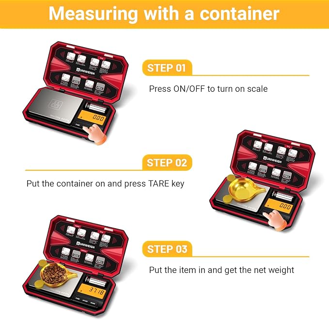 Travel Digital Pocket Scale 200g/0.01g, Digital Gram Scales, Mini Food Scale with 50g Calibration Weight for Food, Powder,Small Items, Tea, Jewelry, Coins (Battery Included)-Red