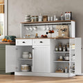 Sideboard Buffet Cabinet with 2 Drawers, Farmhouse Kitchen Pantry with Adjustable Shelves, Coffee Bar Cupboard Cabinet with 3 Doors for Kitchen, Dining Room (White)