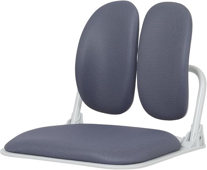 【Made in Korea】 Dual-Backrests Ergonomic Floor Chair with Back Support - Meditation Chair, Floor Gaming Chair, Reading Chair, Floor Chairs for Adults, Foldable Chair (Grey)