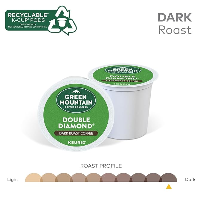 Green Mountain Coffee Roasters Double Diamond, Single-Serve Keurig K-Cup Pods, Dark Roast Coffee Pods, 96 Count