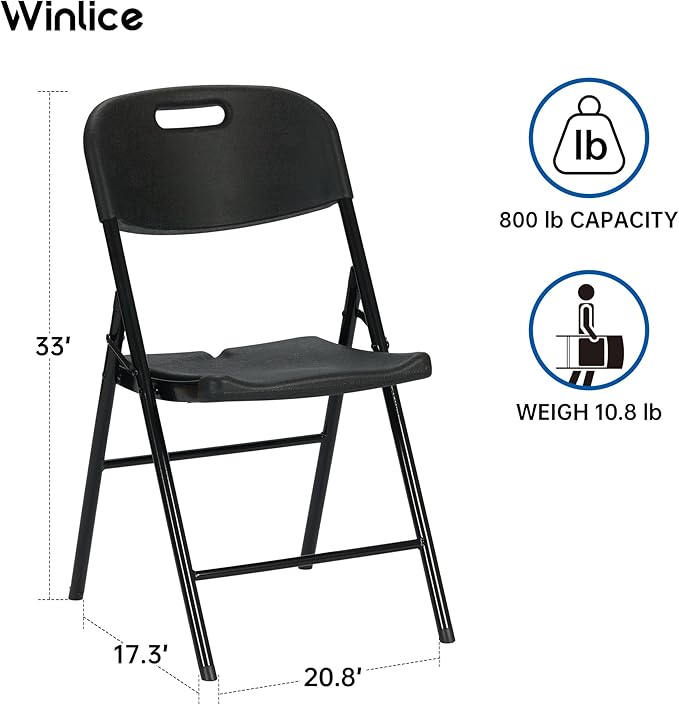90 Pack Thicker 800 LBS Black Folding Chairs, Commercial Grade Folding Chair, Foldable Chairs for Events