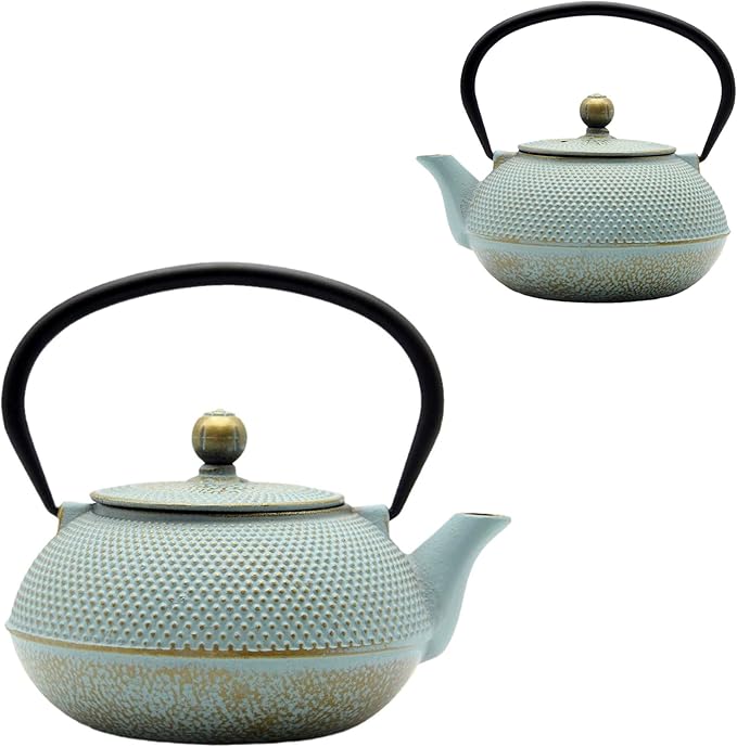 30.4oz Small Cast Iron Teapot, Tea Kettle for Stovetop Safe, Tea Pot with Stainless Steel Infuser for Loose Tea, Japanese Tetsubin Coated with Enameled Interior(900ml)