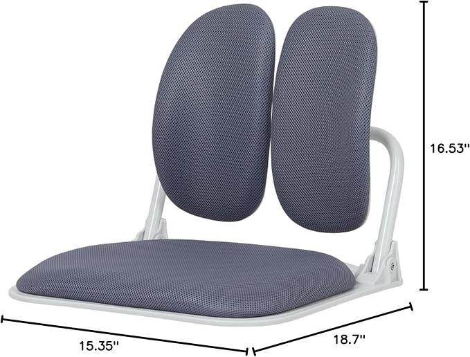 【Made in Korea】 Dual-Backrests Ergonomic Floor Chair with Back Support - Meditation Chair, Floor Gaming Chair, Reading Chair, Floor Chairs for Adults, Foldable Chair (Grey)