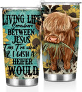 Cow Print Stuff Tumbler, Inspirational Western Decor Sunflower Gifts for Women Men Friends Cow Lovers Birthday Christmas, Christian Coffee Mug Stainless Steel Vacuum Insulated Travel Cup with Lid 20oz