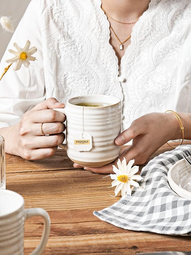 LE TAUCI Coffee Mugs 12 oz, Ceramic Coffee Cups for Latte, Hot Tea, Cappuccino, Mocha, Cocoa, Housewarming Wedding Present Mug Set - Set of 4, Arctic White