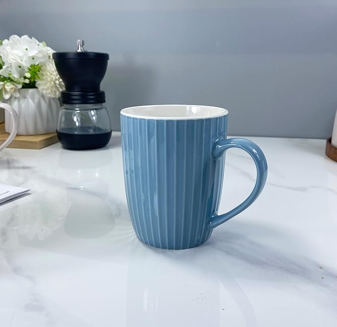 11 Ounce Porcelain Mugs, Set of 6 Coffee Mugs for Tea, Milk, Hot Cocoa, Multicolor