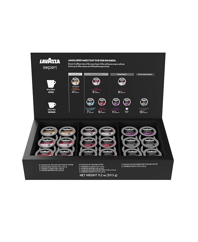 Lavazza Expert Variety Pack, Contains Light, Medium, and Dark Roast Espresso and Coffee Capsules, Compatible with Lavazza Classy Machines (36 Capsules)