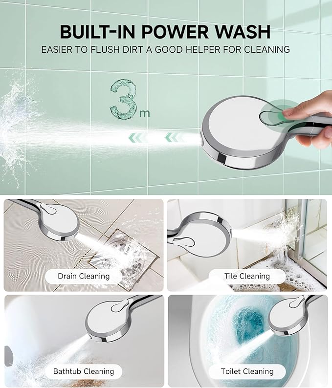 SunCleanse Filtered Shower Head with Handheld, 9-Spray Setting Detachable Showerhead with Filters, Shower Head for Hard Water - Filtered Chlorine, Improve Skin and Hair Texture, Chrome