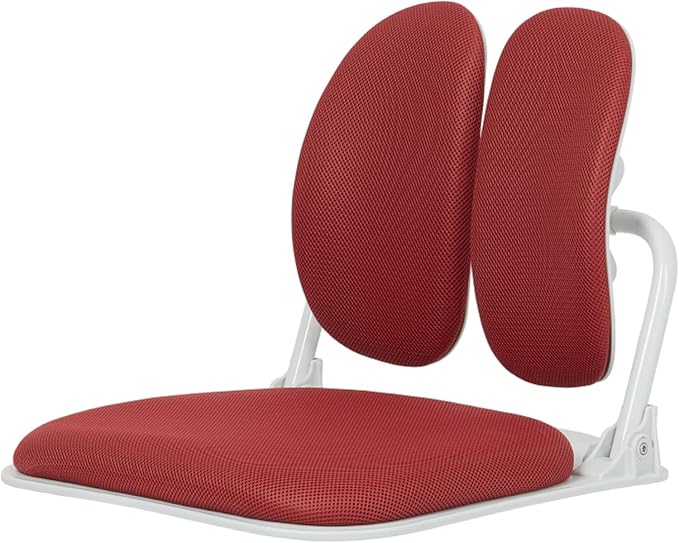 【Made in Korea】 Dual-Backrests Ergonomic Floor Chair with Back Support - Meditation Chair, Floor Gaming Chair, Reading Chair, Floor Chairs for Adults, Foldable Chair (Red)