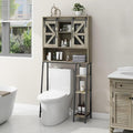 Over The Toilet Storage Cabinet, Farmhouse Storage Cabinet Over Toilet with 2 Sliding Barn Door，Home Space-Saving Toilet Rack, for Bathroom, Restroom, Laundry.(Grey)