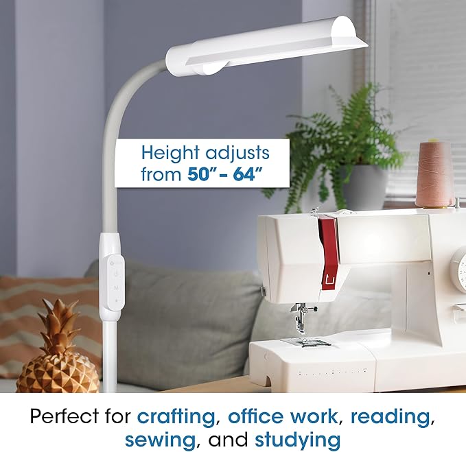 OttLite WingShade LED Floor Lamp, Clearsun, White, Shipper