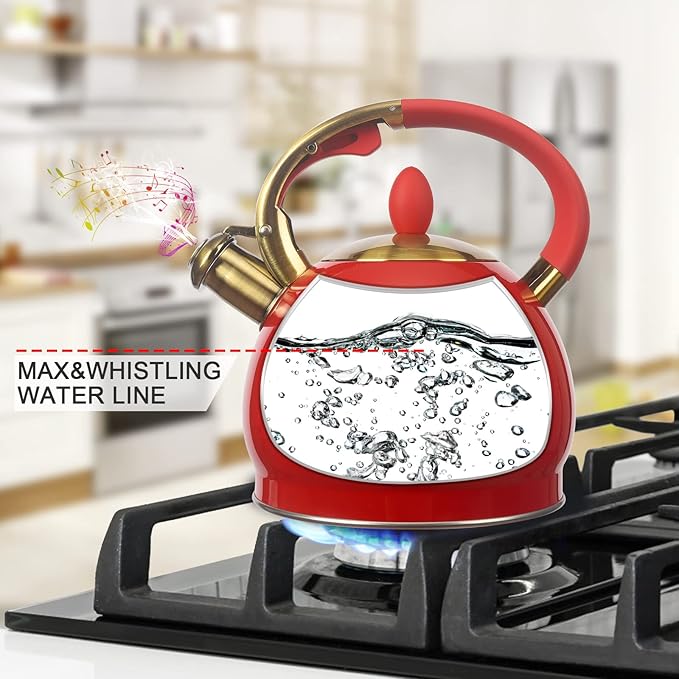 3Quart Whistling Tea Kettle Classic Teapot Stainless Steel Teakettle with Cool Grip for Stovetop